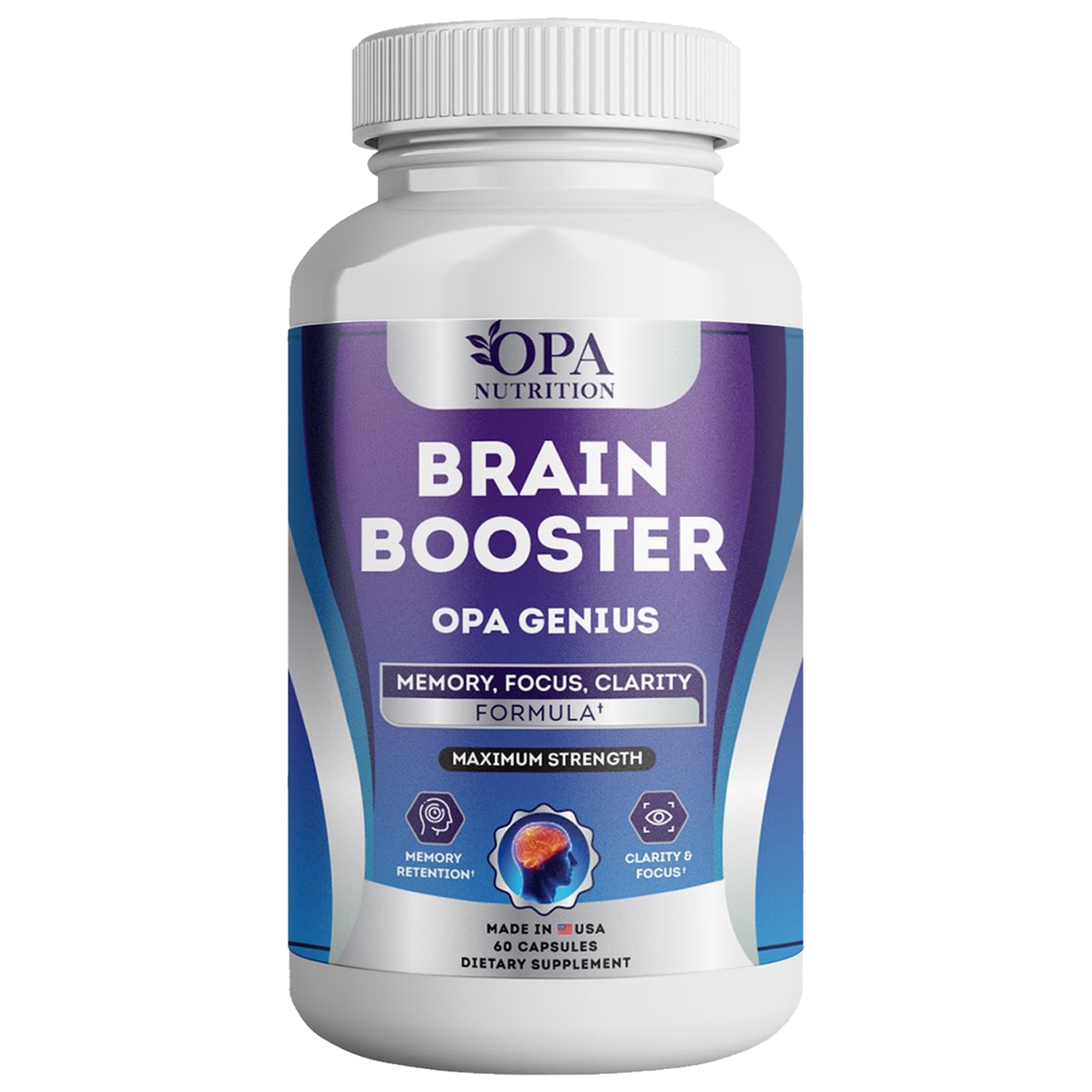 OPA Genius Brain Support Supplement For Brain Fog, Memory, Mood, and Focus - 60 CT